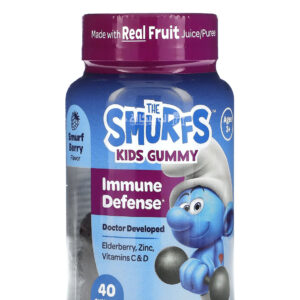 علكات لتقوية المناعة للأطفال توت السنافر The Smurfs لعمر 3 سنوات فأكبر 40 قرص مضغ - The Smurfs Kids Gummy Immune Defense Ages 3+ Smurf Berry