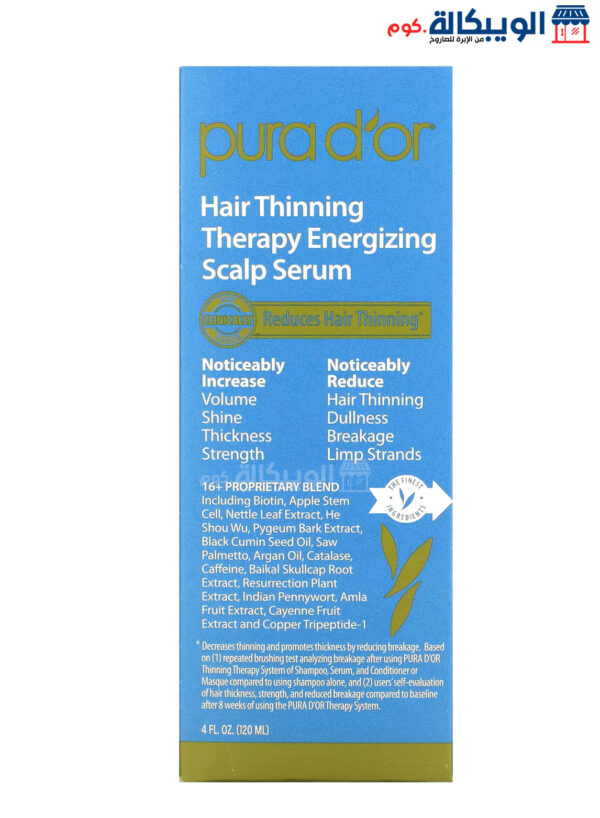 Pura D Or Serum, Pura D'Or Hair Thinning Therapy Energizing Scalp Serum, 4 Fl Oz (120 Ml)