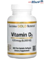 اقراص مكمل فيتامين د3 California Gold Nutrition Vitamin D3 125 mcg (5000 IU) - 360 Fish Gelatin Softgels