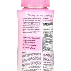 Nature's Bounty Hair Skin & Nails Gummies with Biotin, Strawberry 1250 mcg 140 Gummies