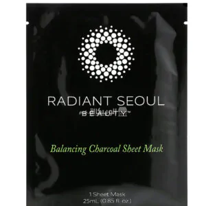 قناع الفحم الورقي من راديانت سول بيوتي لتوازن البشرة  قناع ورقي واحد 0.85 أونصة 25 مل - Radiant Seoul Balancing Charcoal Beauty Sheet Mask 1 Sheet Mask 0.85 oz (25 ml)