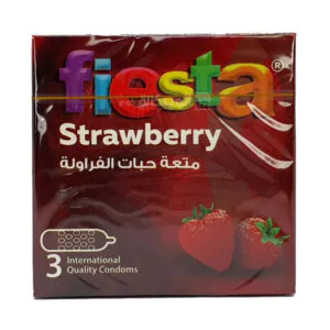 واقى ذكرى محبب برائحة الفراولة من فييستا 3 قطع fiesta strawberry Dotted Scented Lubricated Condom